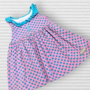 Eleanor Rose Blue & Pink Mimi Polka Dot Twirl Dress 3/4